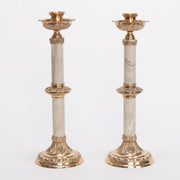 Traditional Marble Stem Crucifix and Candlesticks Altar Set