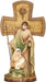 12 H Stained Wood Cross Holy Family Figurine