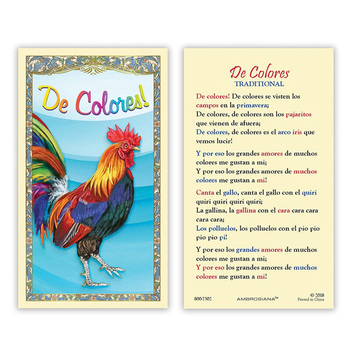 Laminated Holy Card Cursillo De Colores - Spanish - 25 Pcs. Per Package