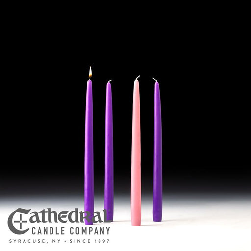 12" Tapers Advent Candle Set (3 Purple, 1 Rose)