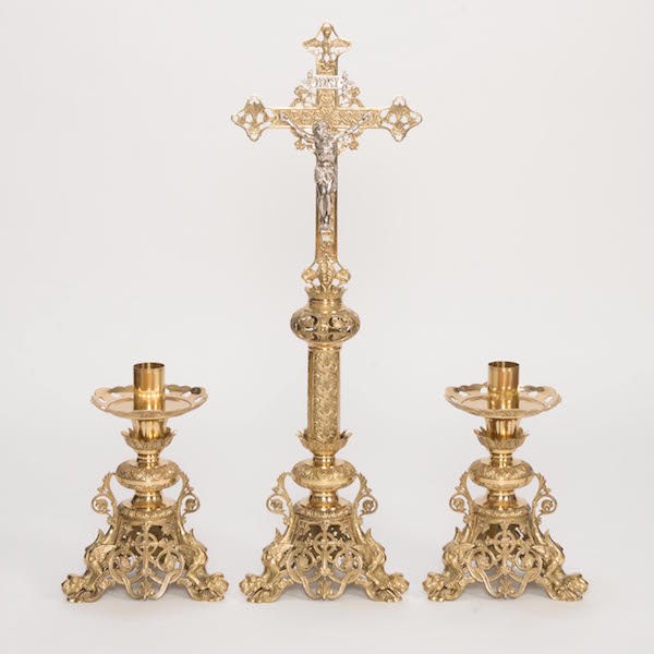 Candelabro de latón macizo estilo barroco de 12"