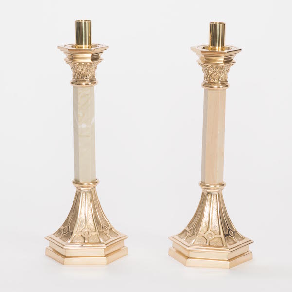 30 Traditional Gothic Style Candlestick with Marble Stem — Agapao Store