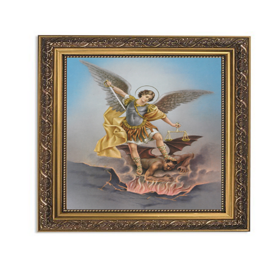 13" H Saint Michael in Ornate Gold Finish Framed Print 13" H Saint Michael Framed Print