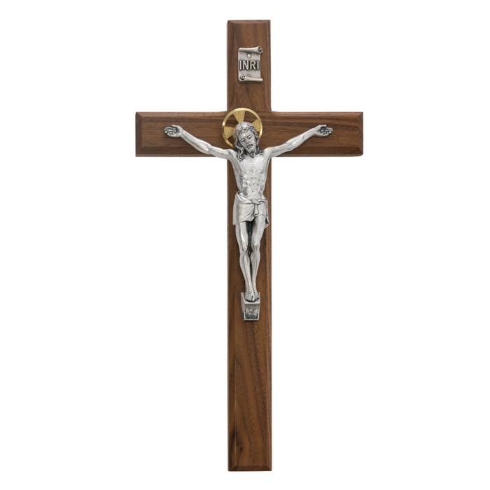 13" Walnut Beveled Crucifix