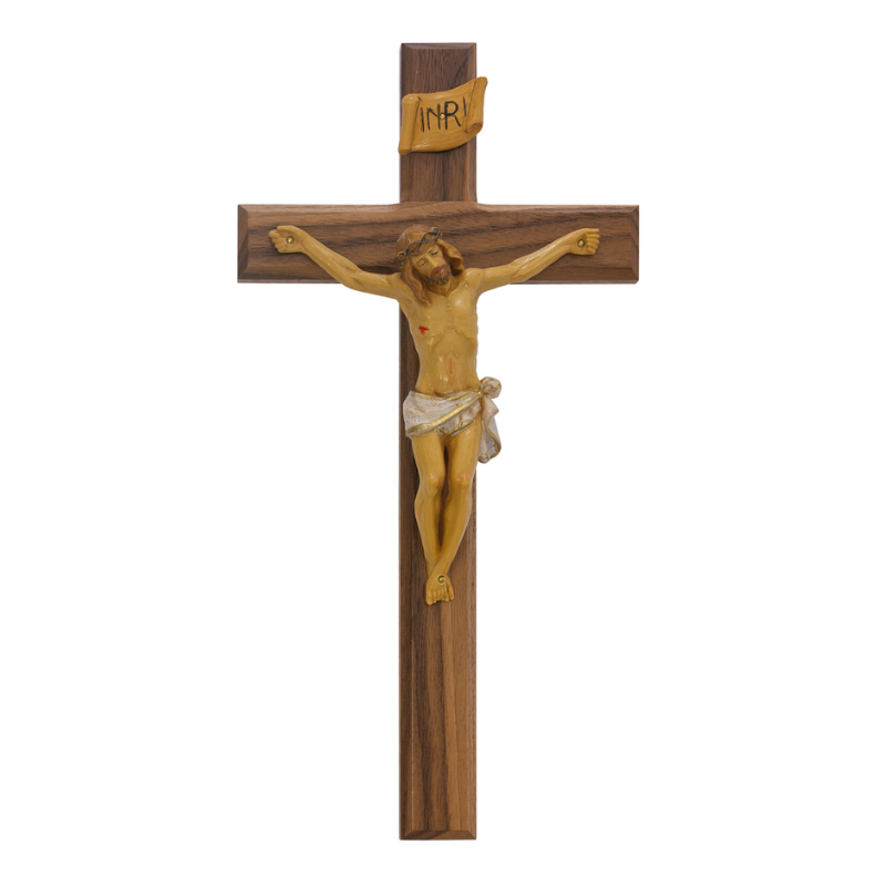 13" Walnut Crucifix with Italian Corpus Crucifix Crucifix Symbolism Catholic Crucifix items