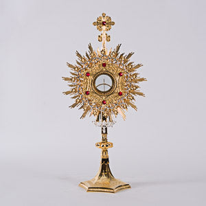 European Monstrance and Glass Enclosed Luna with Gems