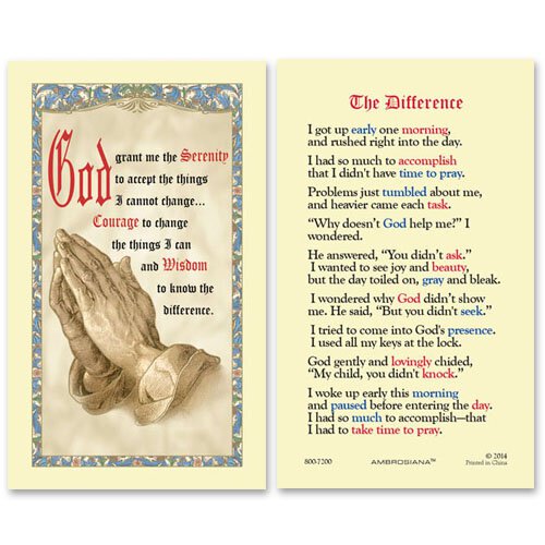 Laminated Holy Card Serenity Prayer - 25 Pcs. Per Package