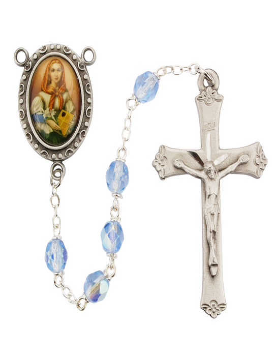 St. Dymphna Rosary with 6mm Blue Beads