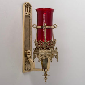 17.5" Gothic Style Wall Mounted Sanctuary Lamp Gothic Style Wall Mounted Church Sanctuary Light in Solid Brass Wall Mount Sanctuary Lamp