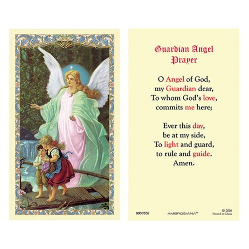 Laminated Holy Card Guardian Angel Crossing Bridge - 25 Pcs. Per Package