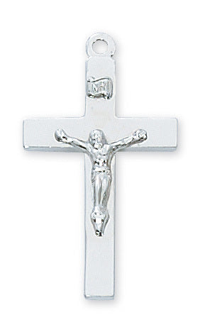 Sterling Silver Crucifix Pendant with 20" Rhodium Plated Chain
