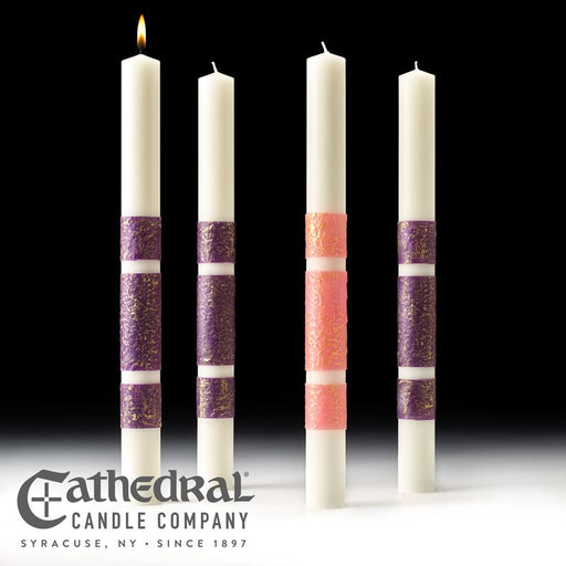 1 1/2" X 17" Advent Candle - 51% Beeswax (3 Purple, 1 Rose)