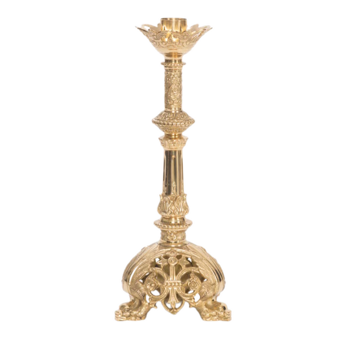 17" Baroque Style Solid Brass Candlestick