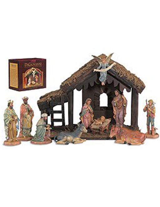 14.25" H Nativity With Wood Stable - 10 Pieces Per Set