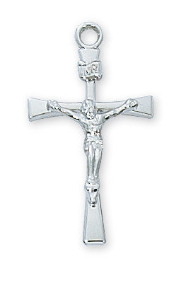 Sterling Silver Crucifix Pendant with 18" Rhodium Plated Chain