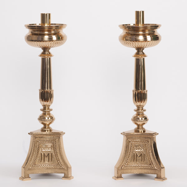 18" Traditional JMJ (Jesus, Mary and Joseph) Altar Candlestick Traditional "JMJ" - Jesus, Mary and Joseph 24" Altar Candlestick.