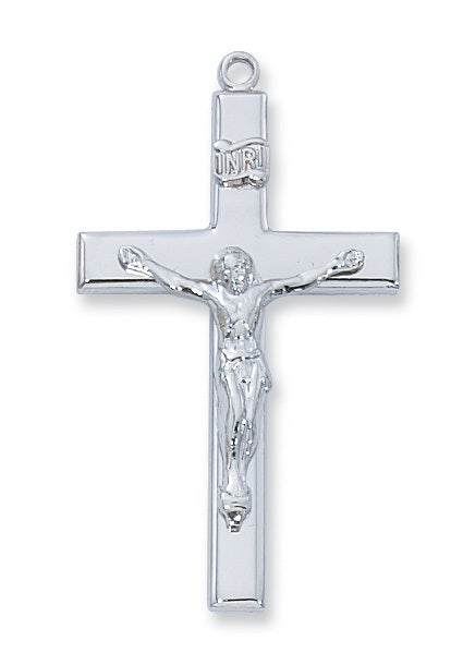 Crucifix Sterling Silver w/ 24" Rhodium Plated Chain Crucifix Necklace Crucifix Accessory Crucifix Charms