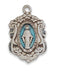 Miraculous Medal Sterling Silver with Blue Enamel and 18" Rhodium Plated Chain