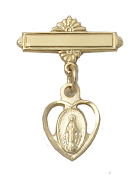 Pin de barra para bebé Miraculous GP de oro sobre plata de ley con caja de regalo transparente