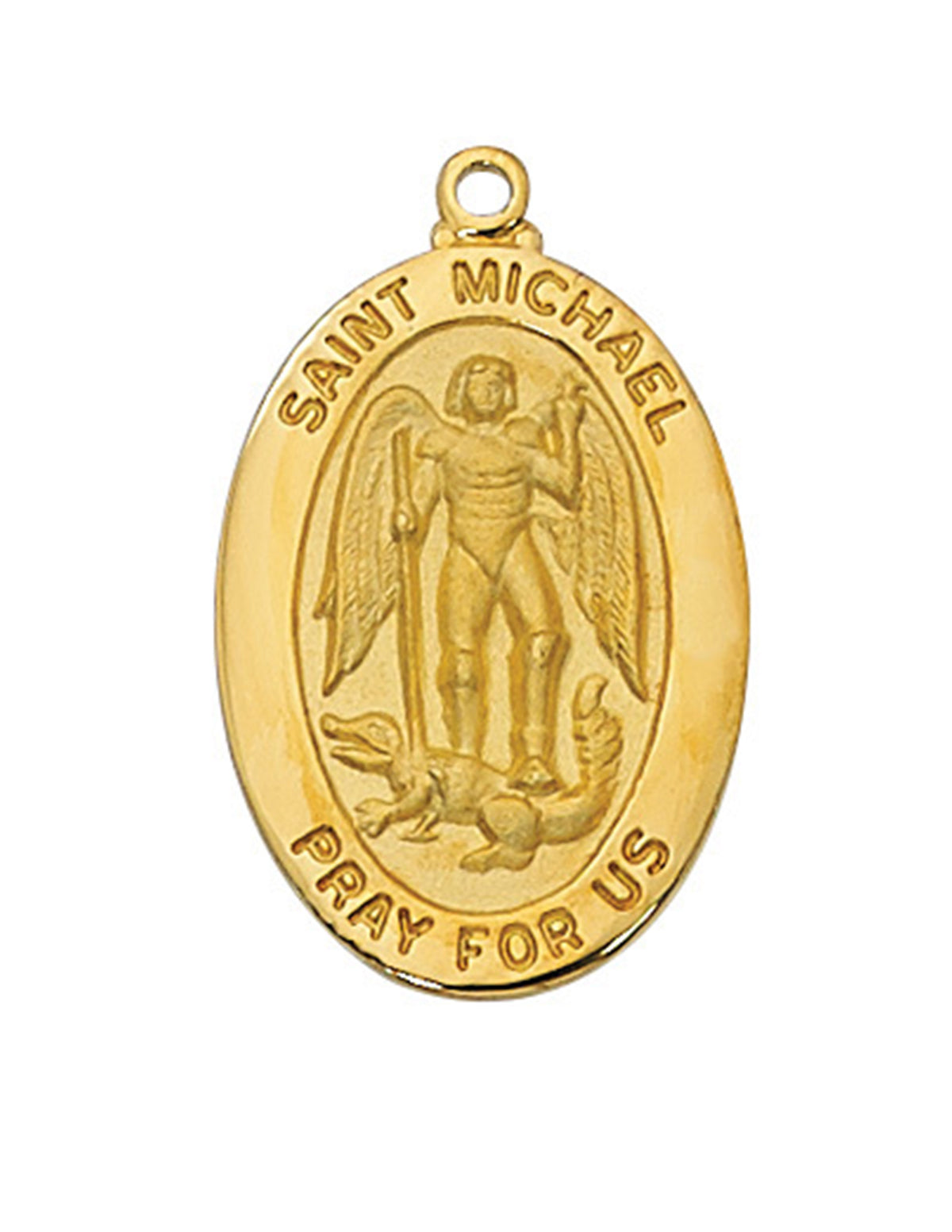Patron St. Michael Medal Gold Over Sterling Silver w/ 20" Gold Plated ...