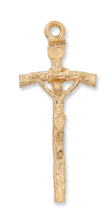 Papal Crucifix Gold Over Sterling Silver w/ 24" Gold Plated Chain