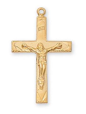 Crucifix Gold Over Sterling Silver with 18" Gold Plated Chain