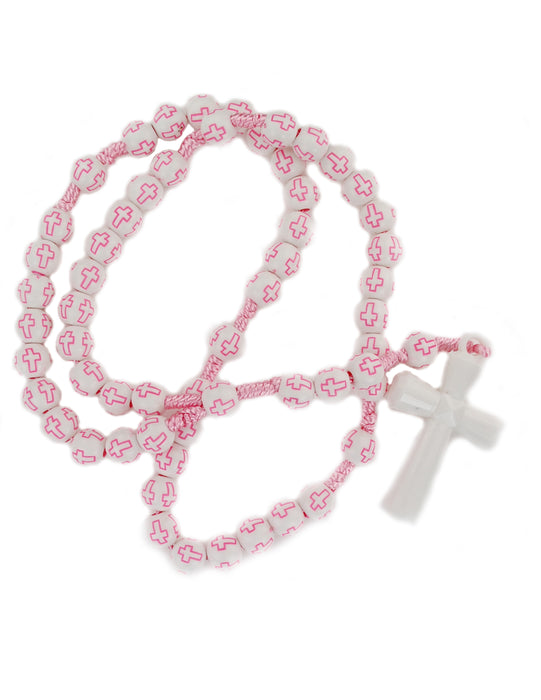 Children Pink Cross Rosary