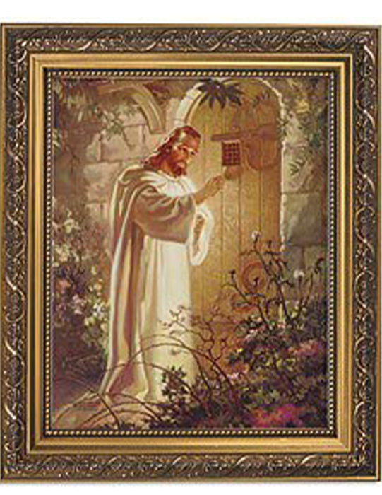 Sallman: Christ At Hearts Door Ornate Gold Finish Frame