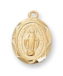 Baby Miraculous Medal Gold Over Sterling Silver with 13" Gold Plated Chain