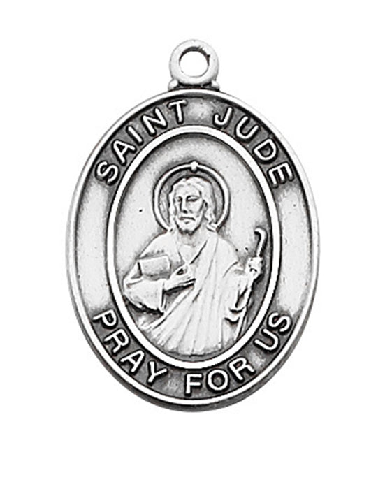 St. Jude Medal Sterling Silver w/ 18" Rhodium Plated Chain