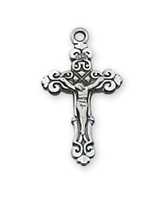 Crucifix Baby Sterling Silver w/ 13" Rhodium Plated Chain