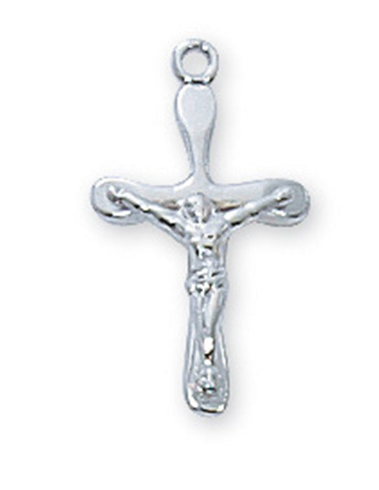 Crucifix Sterling Silver w/ 13" Rhodium Plated Chain