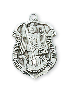 Patron St. Michael Medal Sterling Silver w/ 18" Rhodium Plated Chain St. Michael Medal  St. Michael Medal Necklace Military Protection St. Michael Armed Forces Protection Armed Forces Guidance