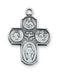 Four Way Medal Sterling Silver with 18 inch Rhodium Plated Brass Chain