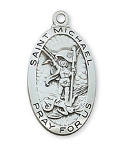 Military Protection St. Michael Armed Forces Protection Armed Forces Guidance Saint Michael Protect Us Engravable Sterling Silver St. Michael Medal w/ 24" Rhodium Plated Chain