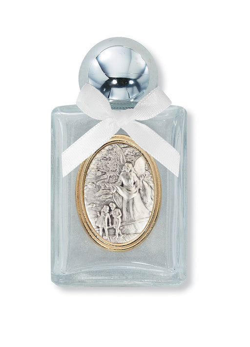 Silver Plated Engravable Guardian Angel Glass Water Bottle w/ White Bow