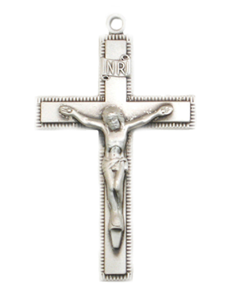 Crucifix Sterling Silver w/ 24" Rhodium Plated Continuous Chain Crucifix Necklace Crucifix Accessory Crucifix Charms