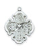 Four Way Medal Sterling Silver with 20 inch Rhodium Plated Brass Chain