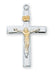 Two-Tone Crucifix Sterling Silver w/ 18" Rhodium Plated Chain Crucifix Necklace Crucifix Accessory Crucifix Charms