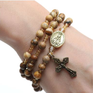 Jasper Stone Gemstone Twistable Full Rosary Wrap Bracelet Mother's Day Present Mother's Day Gift Mother's Day special item Mother's Day Twistable Full Rosary Wrap Bracelet