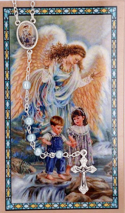 Blue Rosary with Prayer Card