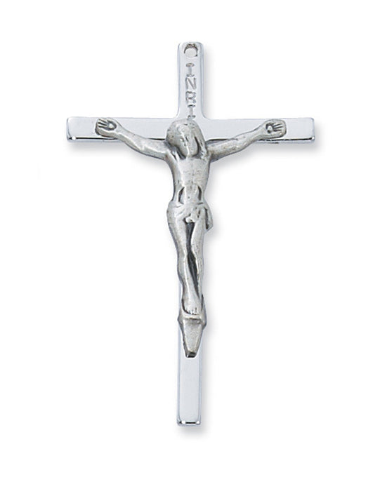 Crucifix Sterling Silver w/ 24" Rhodium Plated Chain  Crucifix Necklace Crucifix Catholic Necklace 