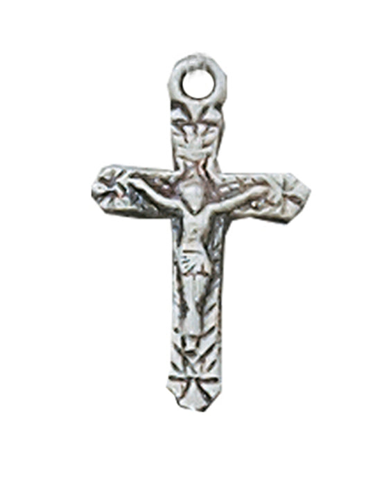 Crucifix Sterling Silver w/ 16" Rhodium Plated Chain  Crucifix Necklace Crucifix Catholic Necklace 