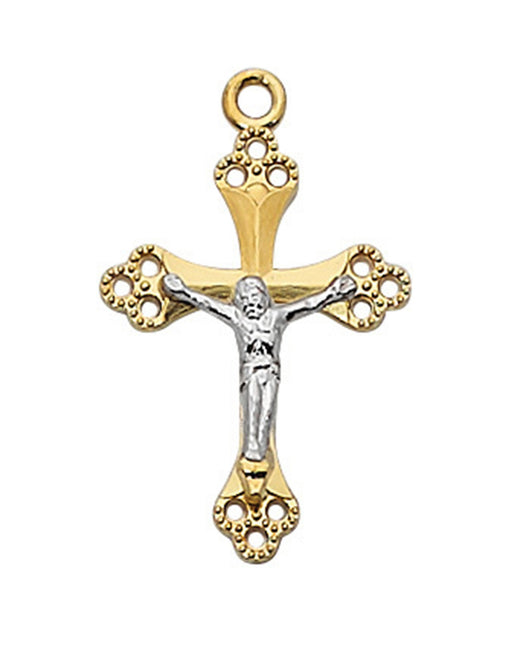 Two-Tone Crucifix Gold Over Sterling Silver with 18 inch Gold Plated Chain  Crucifix Necklace Crucifix Accessory Crucifix Charms