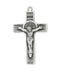 St. Benedict Sterling Silver Coin in Crucifix with 18" Rhodium Plated Chain
