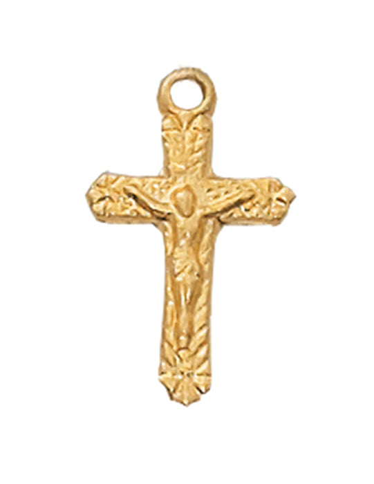 Crucifix Gold Over Sterling Silver w/ 16" Rhodium Plated Chain
