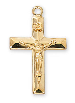 Crucifix Gold Over Sterling Silver with  24" Gold Plated Chain