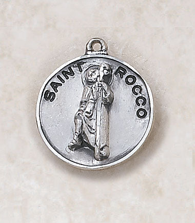 St. Rocco Sterling Patron Medal with 20" L Chain