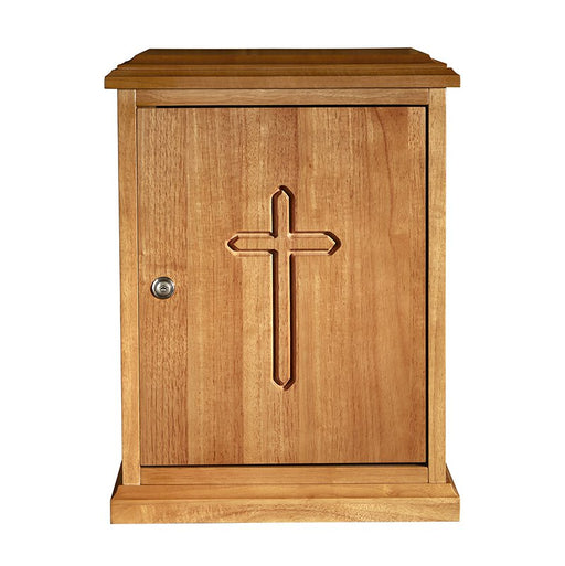 20" H Plain Cross Wood Tabernacle (Medium Oak)