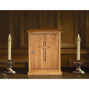 20" H Plain Cross Wood Tabernacle (Medium Oak)
